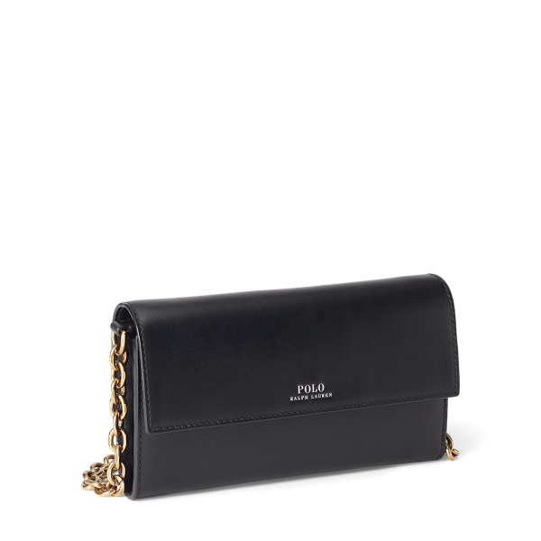 Black Leather Small Chain Wallet Polo Ralph Lauren 2