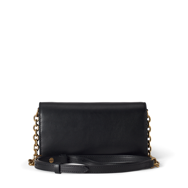 Black Leather Small Chain Wallet Polo Ralph Lauren 3