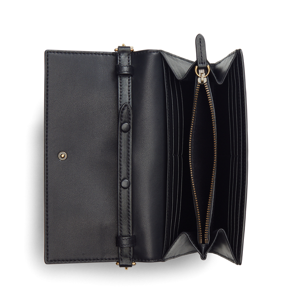 Black Leather Small Chain Wallet Polo Ralph Lauren 4
