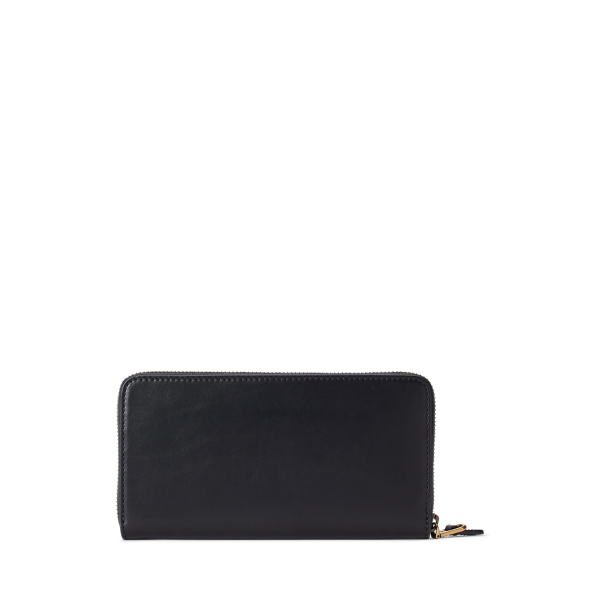 Black Leather Zip-Around Wallet Polo Ralph Lauren 2