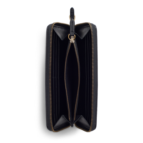 Black Leather Zip-Around Wallet Polo Ralph Lauren 3