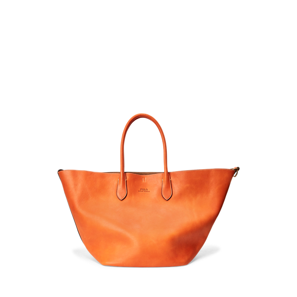 Persimmon Leather Large Bellport Tote Polo Ralph Lauren 1