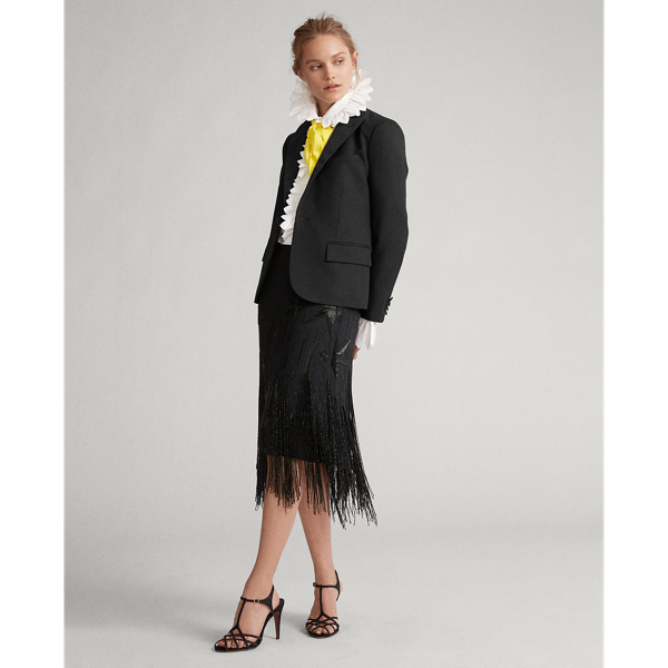 Black Silk-Trim Wool Blazer Polo Ralph Lauren 4