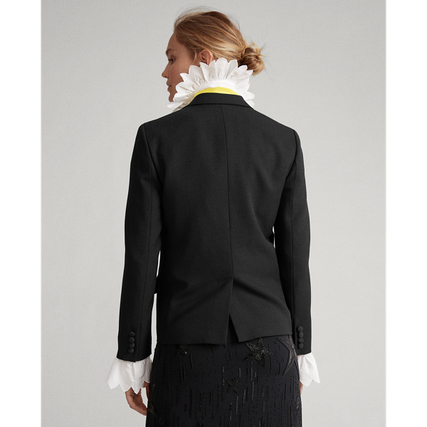 Black Silk-Trim Wool Blazer Polo Ralph Lauren 5