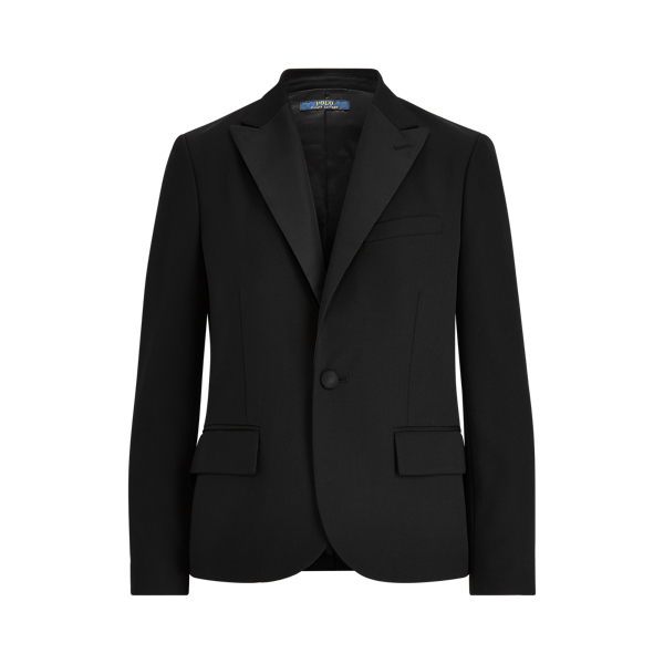 Black Silk-Trim Wool Blazer Polo Ralph Lauren 2