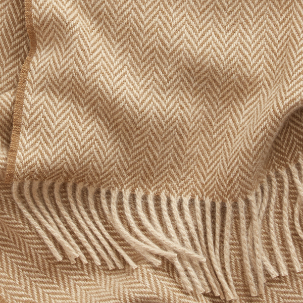 Camel Herringbone Cashmere Scarf Ralph Lauren Collection 2