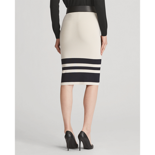Jupe crayon en soie stretch Ralph Lauren Collection en Cr&egrave;me multi 5