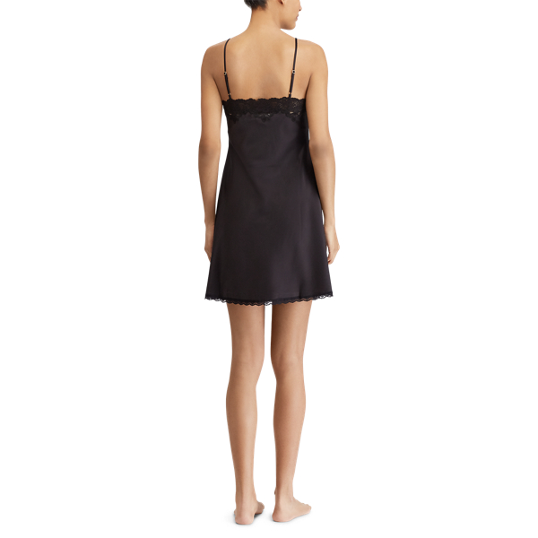 Black Satin Lace Chemise Lauren 3
