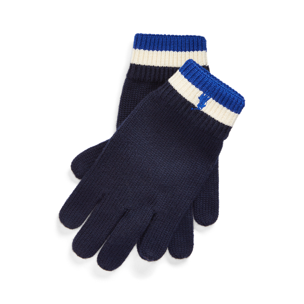 Striped Merino Wool Gloves Boys 6-14 Years em 1