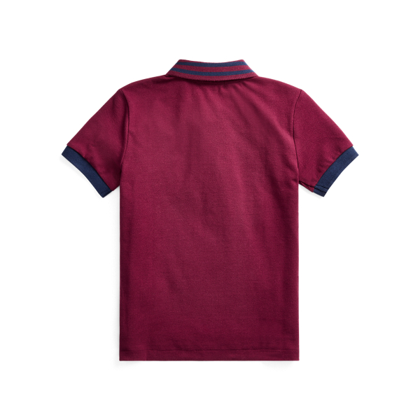 Classic Wine Football Bear Cotton Mesh Polo Boys 2-7 2