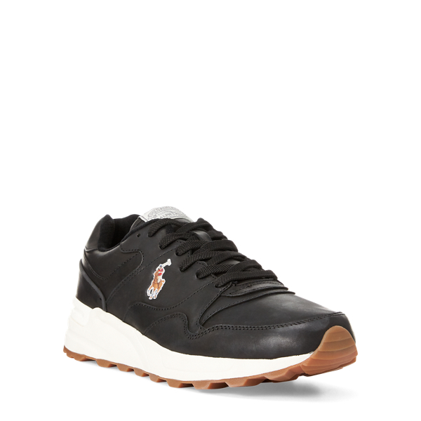Black Trackster 100 Leather Trainer Polo Sport 3