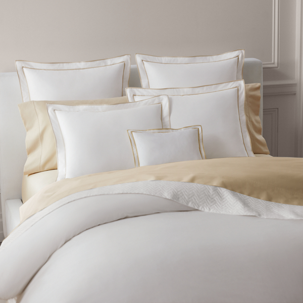 Ralph Lauren Spencer Cotton outlet Sateen King Duvet Cover White/ StoneGrey Border $420