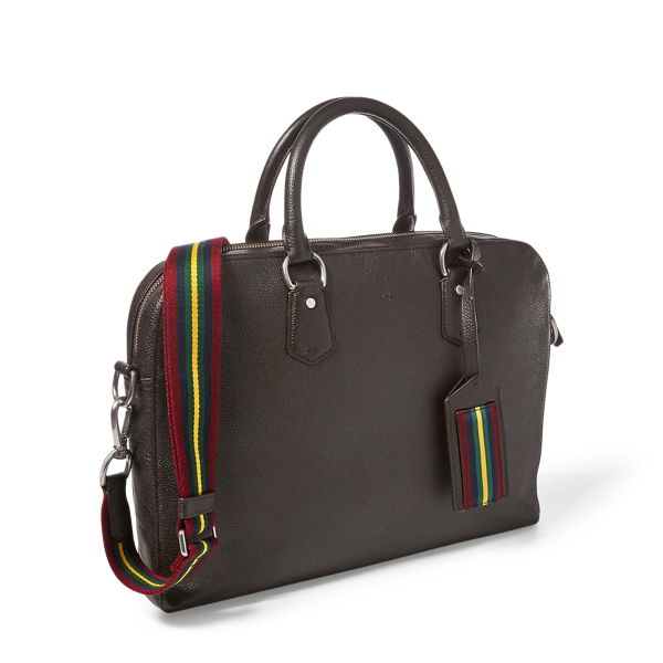 Dark Brown Pebbled Leather Briefcase Polo Ralph Lauren 2
