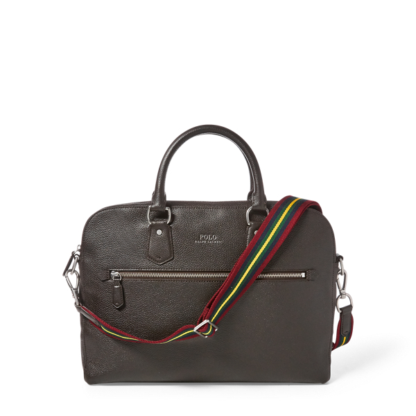 Dark Brown Pebbled Leather Briefcase Polo Ralph Lauren 3