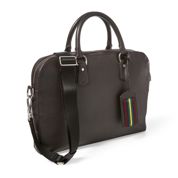 Dark Brown Pebbled Leather Briefcase Polo Ralph Lauren 5