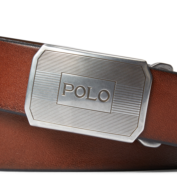 Brown Engraved-Plaque Vachetta Belt Polo Ralph Lauren 2