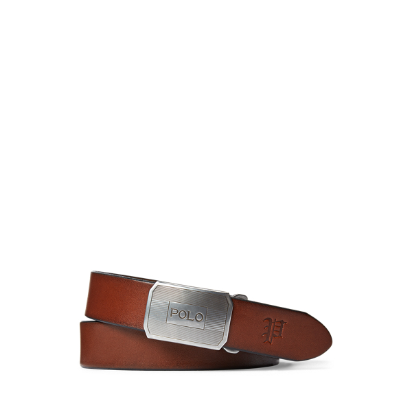Engraved-Plaque Vachetta Belt Polo Ralph Lauren 1