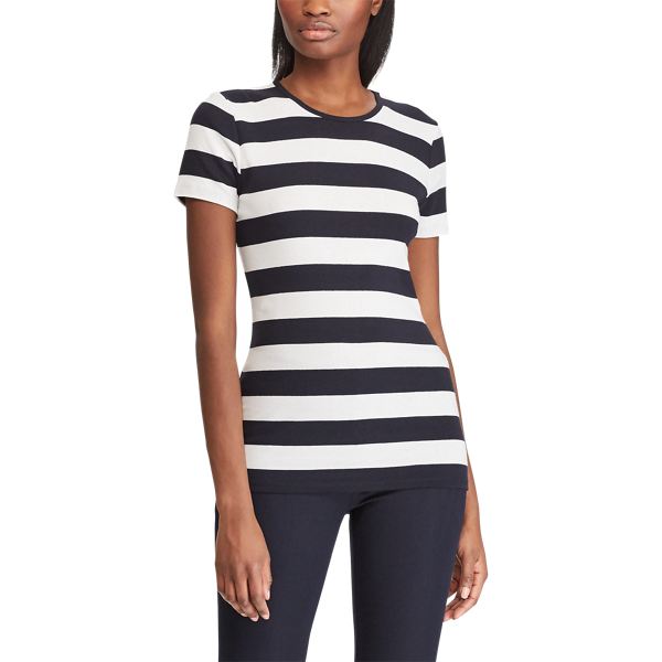 Lauren Navy/Silk White Striped Cotton Tee Lauren 3