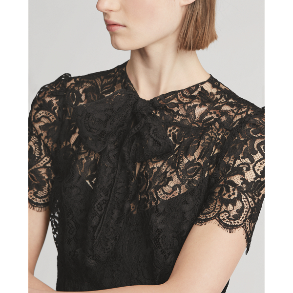 Black Bridget Lace Necktie Dress Ralph Lauren Collection 5