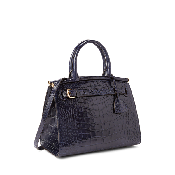Marine Navy RL50 Alligator Medium Bag Ralph Lauren Collection 3