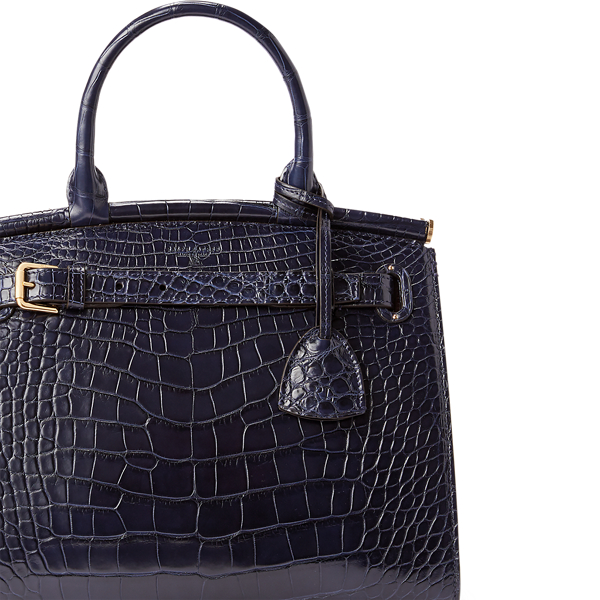 Marine Navy RL50 Alligator Medium Bag Ralph Lauren Collection 6