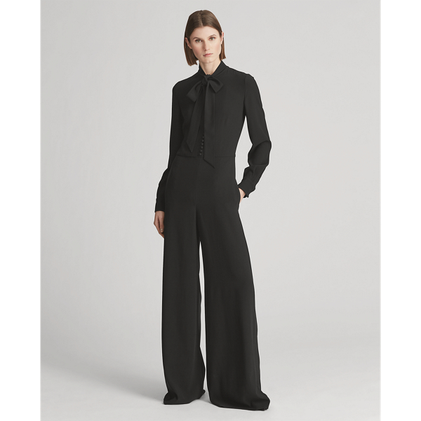 Black Nigel Crepe Cady Bow Jumpsuit Ralph Lauren Collection 3