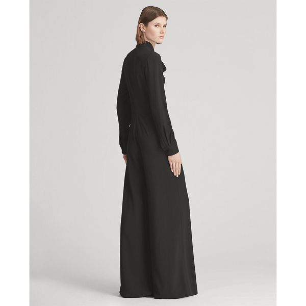 Black Nigel Crepe Cady Bow Jumpsuit Ralph Lauren Collection 4