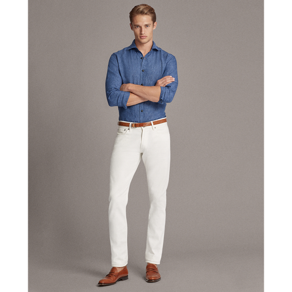 Light Blue Linen Chambray Shirt Purple Label 3