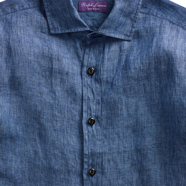 Light Blue Linen Chambray Shirt Purple Label 7