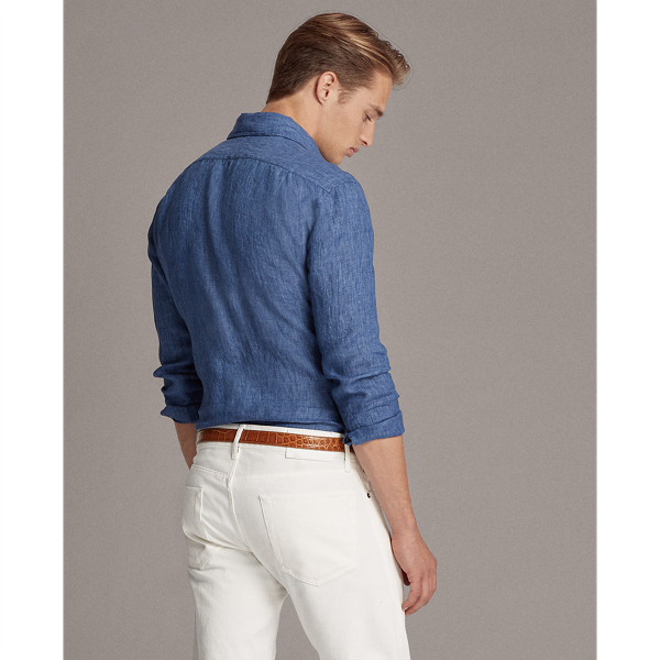 Light Blue Linen Chambray Shirt Purple Label 5