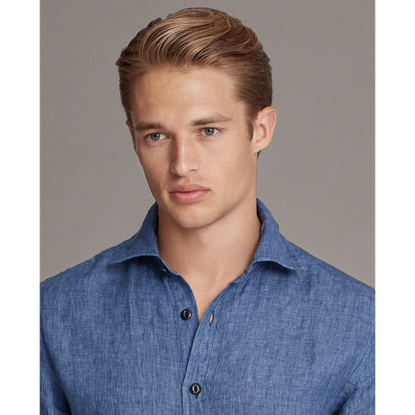 Light Blue Linen Chambray Shirt Purple Label 6