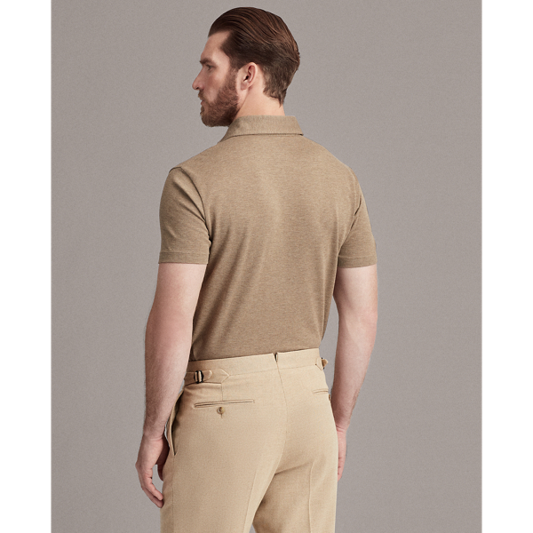 Taupe Melange Custom Slim Fit Washed Pique Polo Shirt Purple Label 5