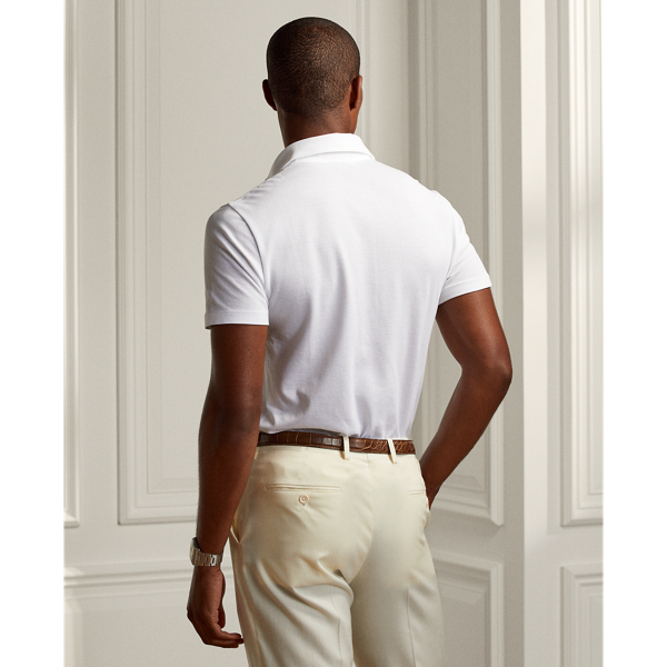 Classic White Custom Slim Fit Washed Piqu&eacute; Polo Shirt Purple Label 5