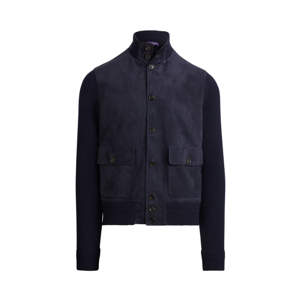 Suede Front Cashmere Cardigan for Men Ralph Lauren UK