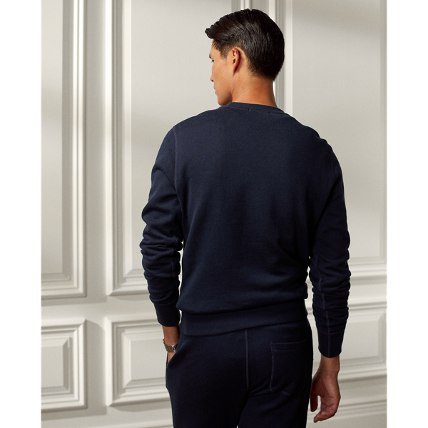 Navy Melange Fleece Sweatshirt Purple Label 5