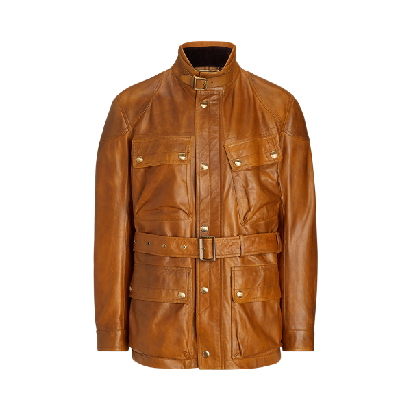 Leather Belted Jacket Purple Label 1