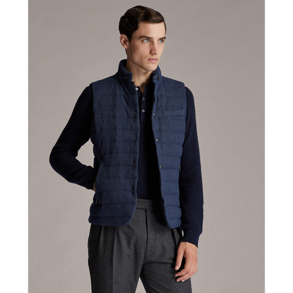 Medium Blue Tweed Down Gilet Purple Label 5