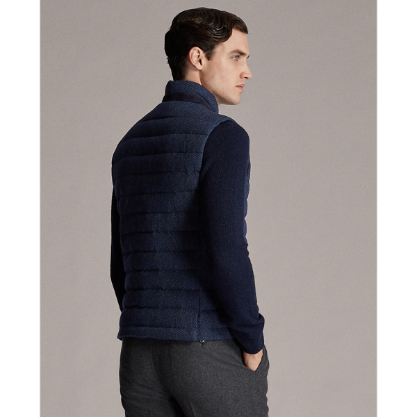 Medium Blue Tweed Down Gilet Purple Label 6