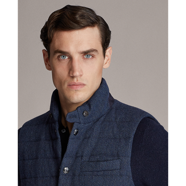 Medium Blue Tweed Down Gilet Purple Label 7