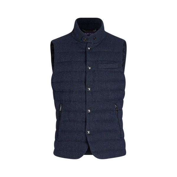 Medium Blue Tweed Down Gilet Purple Label 2
