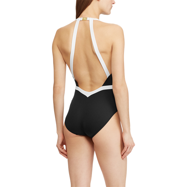 Black/White Slimming One-Piece Swimsuit Lauren 3