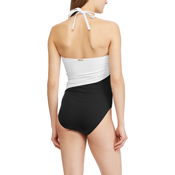 Black/White Bandeau One-Piece Swimsuit Lauren 3