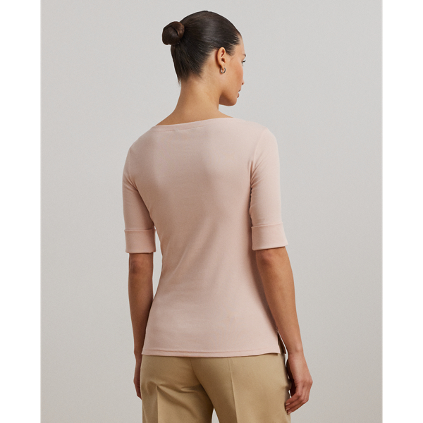 Ralph Lauren★Stretch Cotton Boatneck T-Shirt Lauren Ralph Lauren Womens Stretch Cotton Boatneck Tee