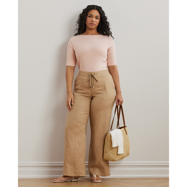 Pale Rose Stretch Cotton Boatneck Top Lauren Woman 4