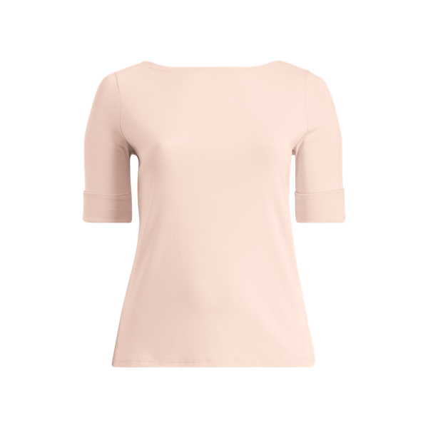 Pale Rose Stretch Cotton Boatneck Top Lauren Woman 2