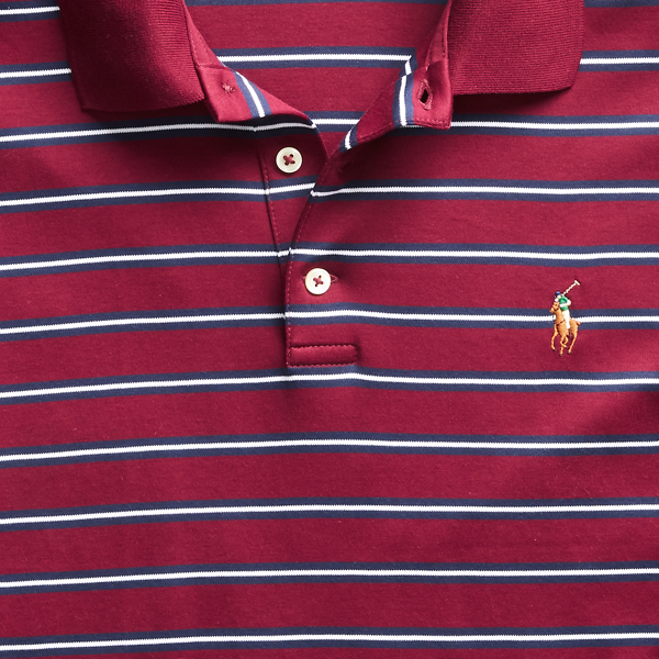Classic Wine Multi Striped Soft Cotton Polo Shirt Big & Tall 7