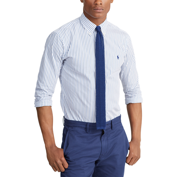 White/Sky Blue Classic Fit Striped Shirt Big & Tall 2