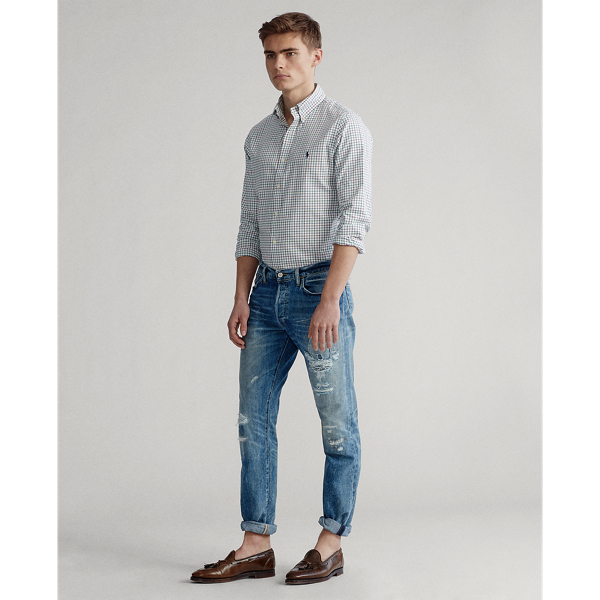 Kariertes Twillhemd im Classic Fit Big & Tall in White/Fern Multi 3