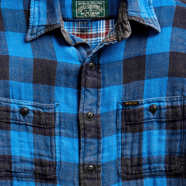 Royal/ Black Classic Fit Plaid Twill Shirt Big & Tall 7