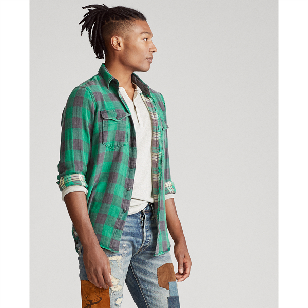 Emerald/Black Classic Fit Plaid Twill Shirt Big & Tall 4